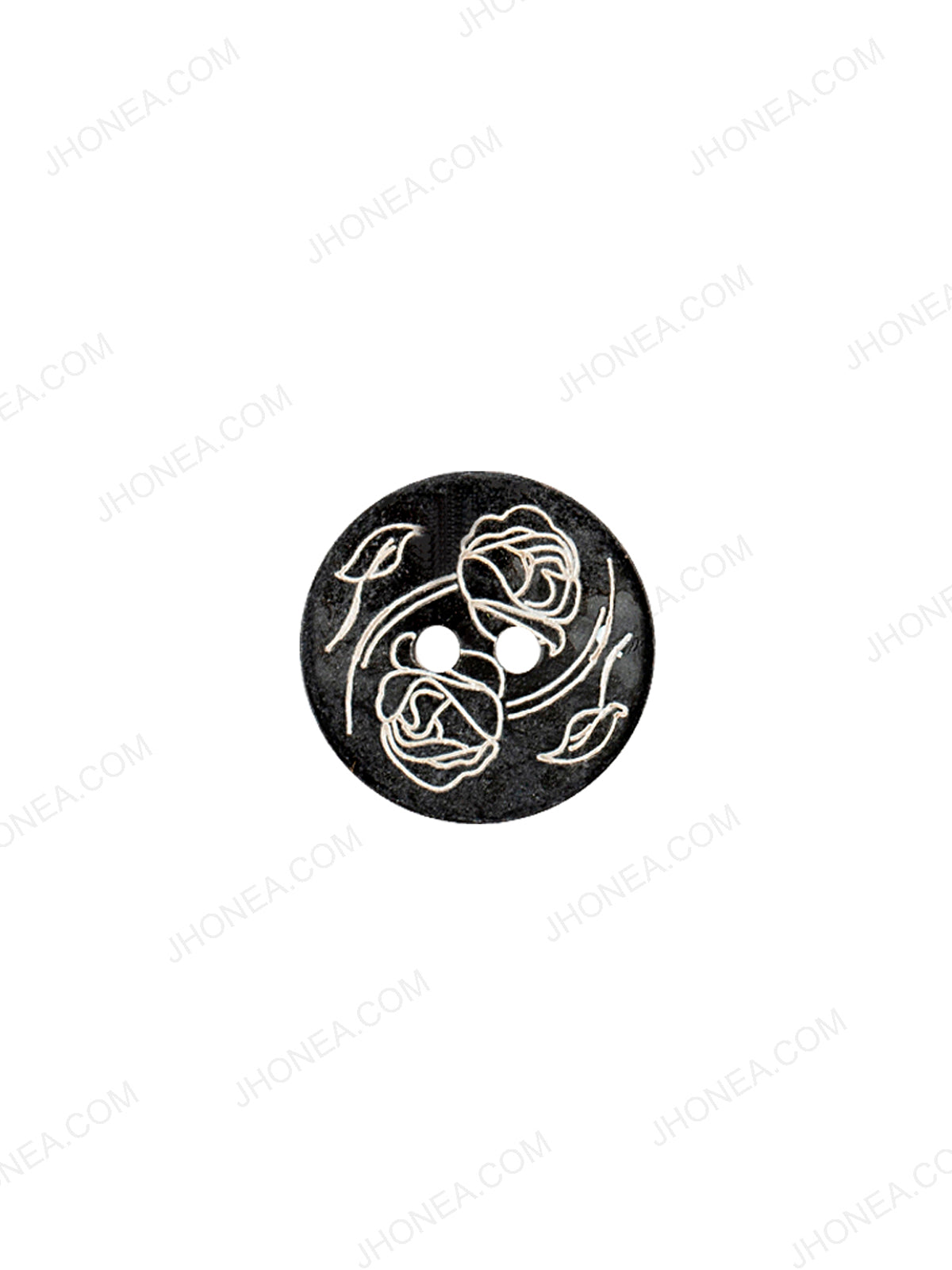 White Printed Round Shape 2-Hole Natural Colour Button