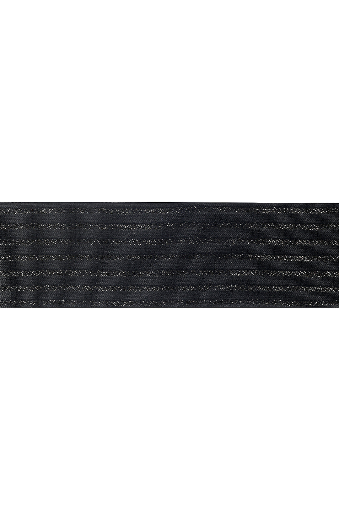 Webbed Polyester Black Knitted Elastic with Black Lurex Threads