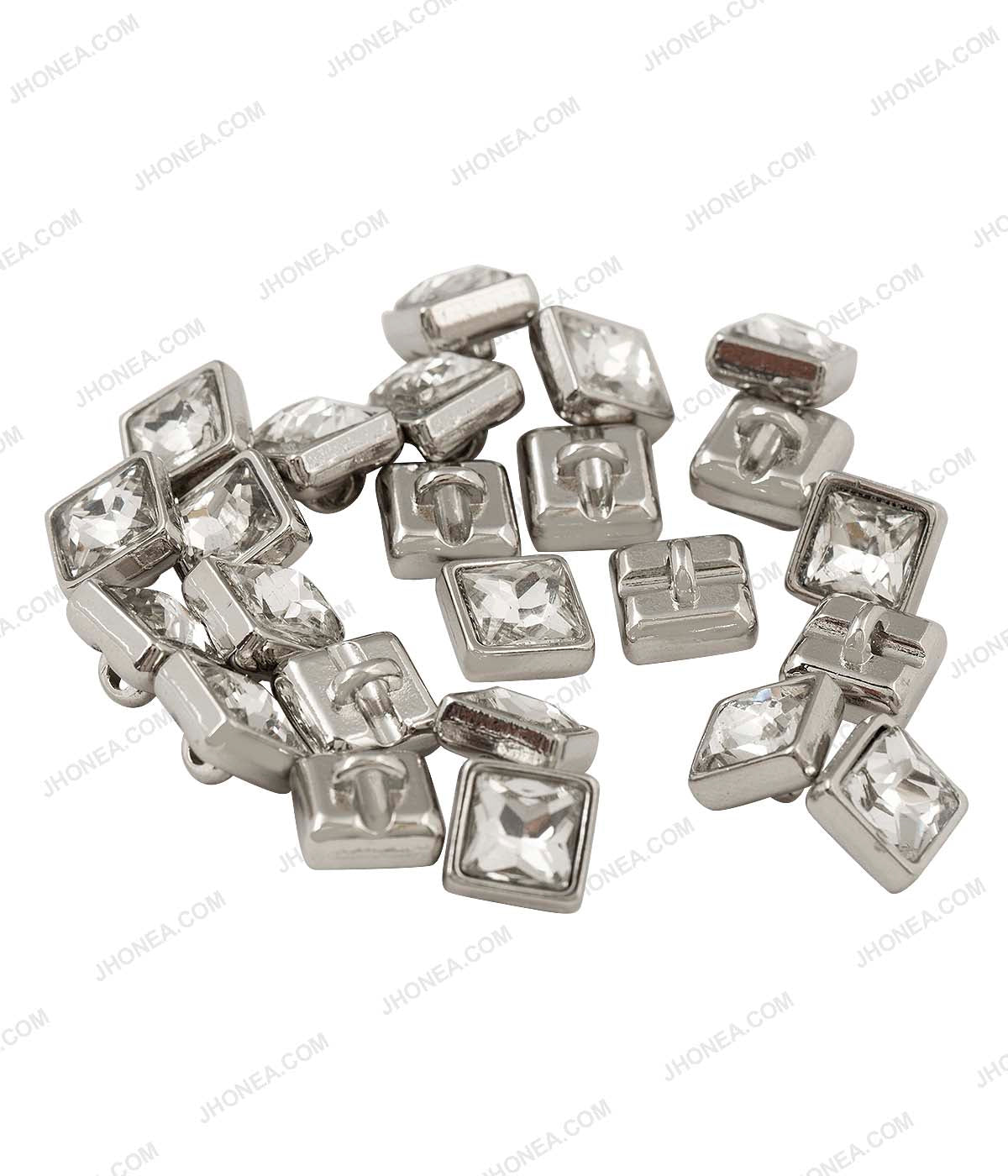 Sparkling Silver Square Cut Diamond Buttons for Kurtas/Kurtis