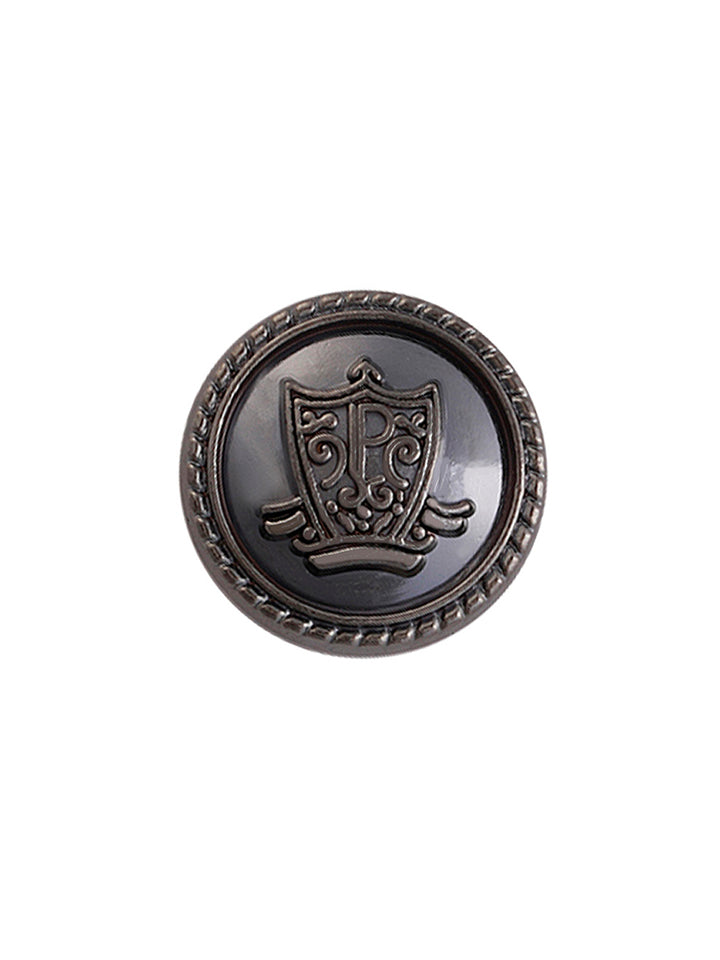 Classic Round Shape Engraved Design Coat Metal Black Nikel (Gunmetal) Color Button