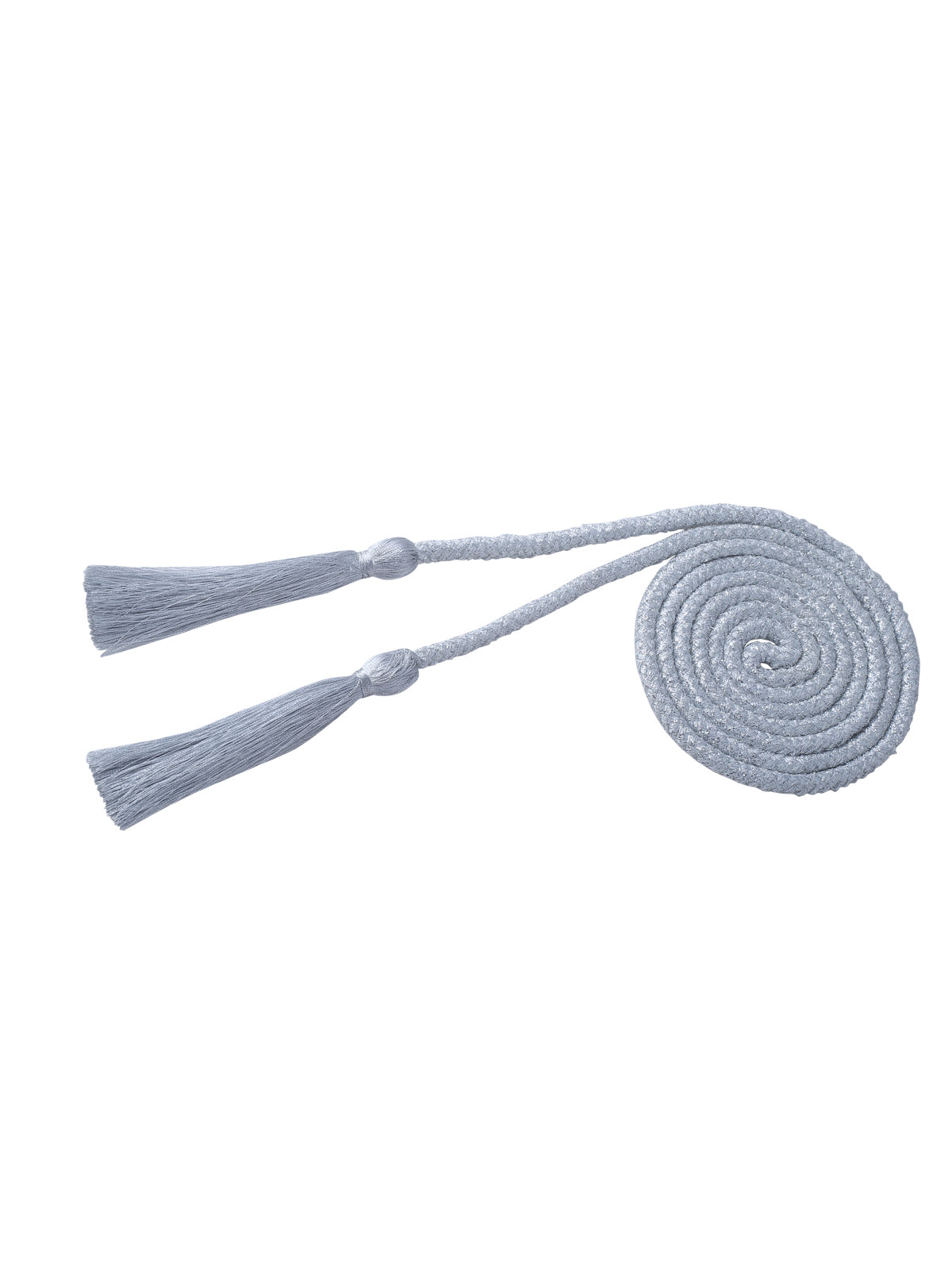 Silver Metallic Braided Cord Rope Tassel Belt