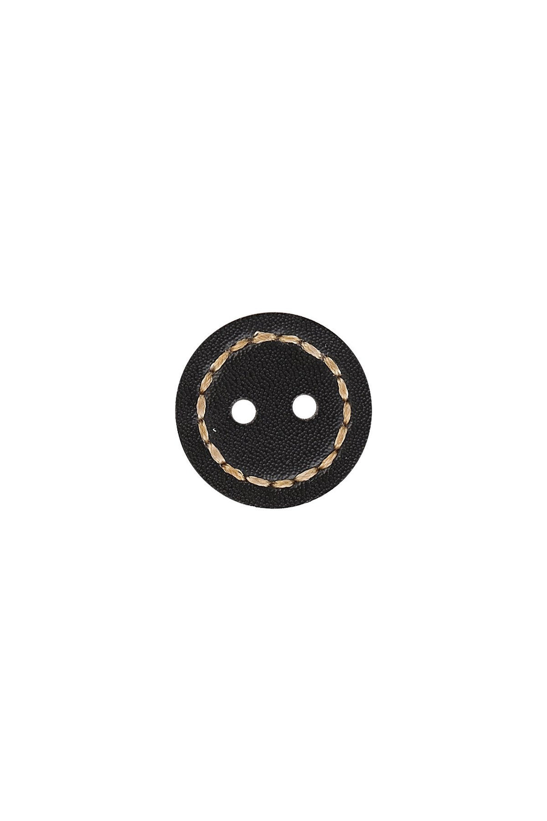 Black Round Shape 2-Hole Leather Button