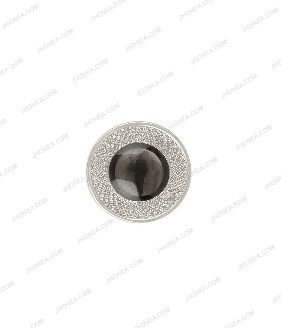 Shiny Silver Engraved lines Rim Border with Black Drop Shirt Buttons