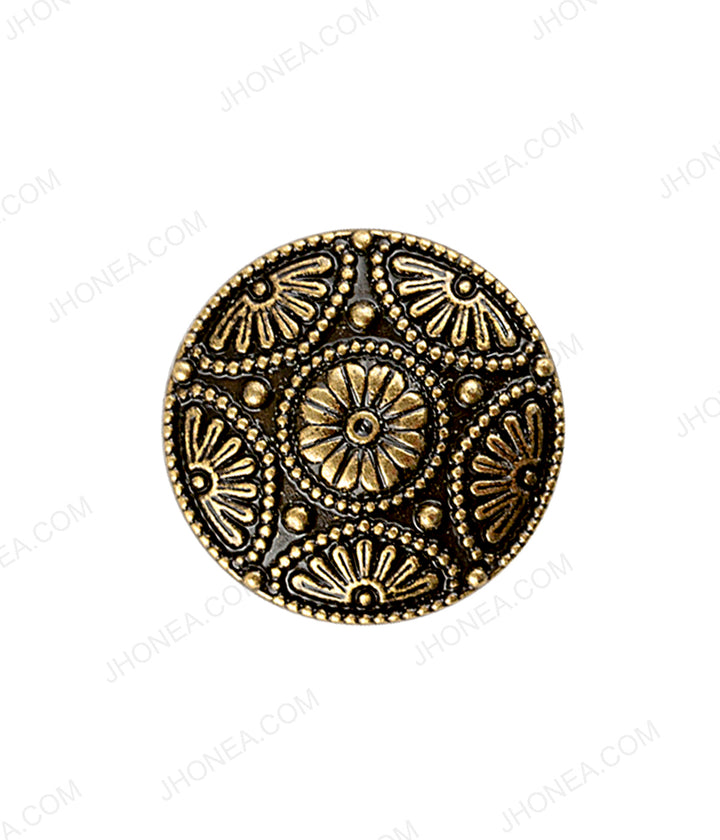 Antique Brass Intricate Floral Design Ethnic Buttons