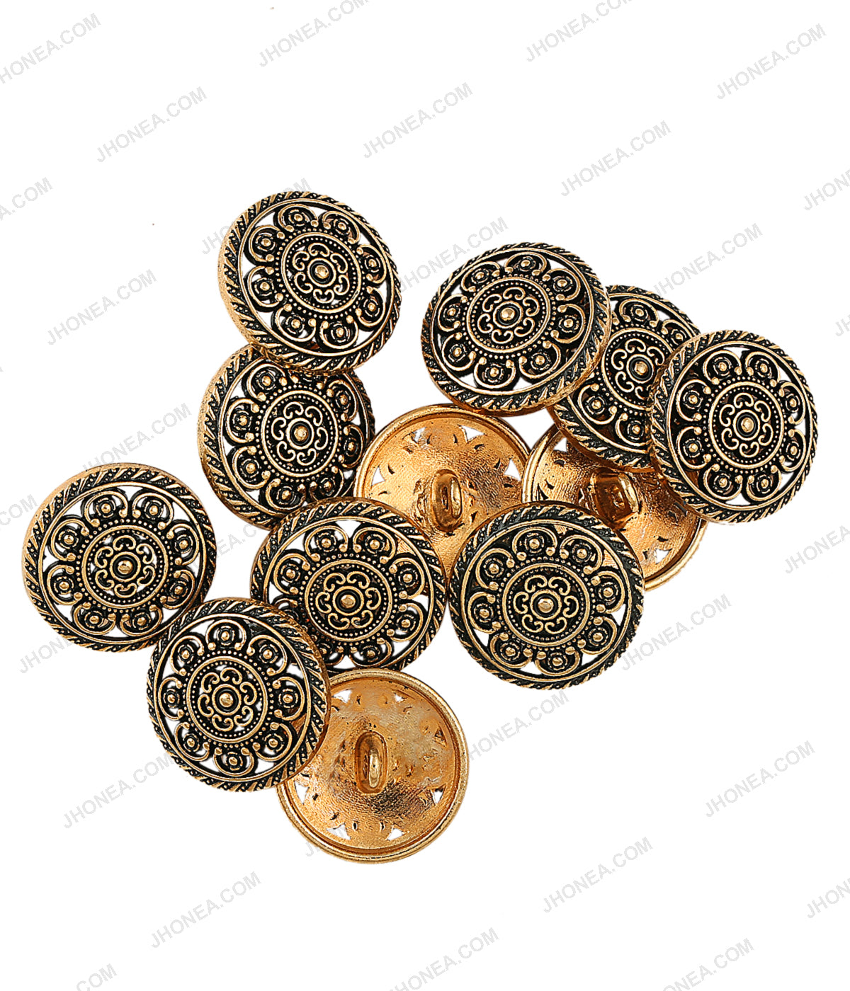 Pretty Vintage Cutwork Design Antique Ethnic Buttons in Antique Gold Color