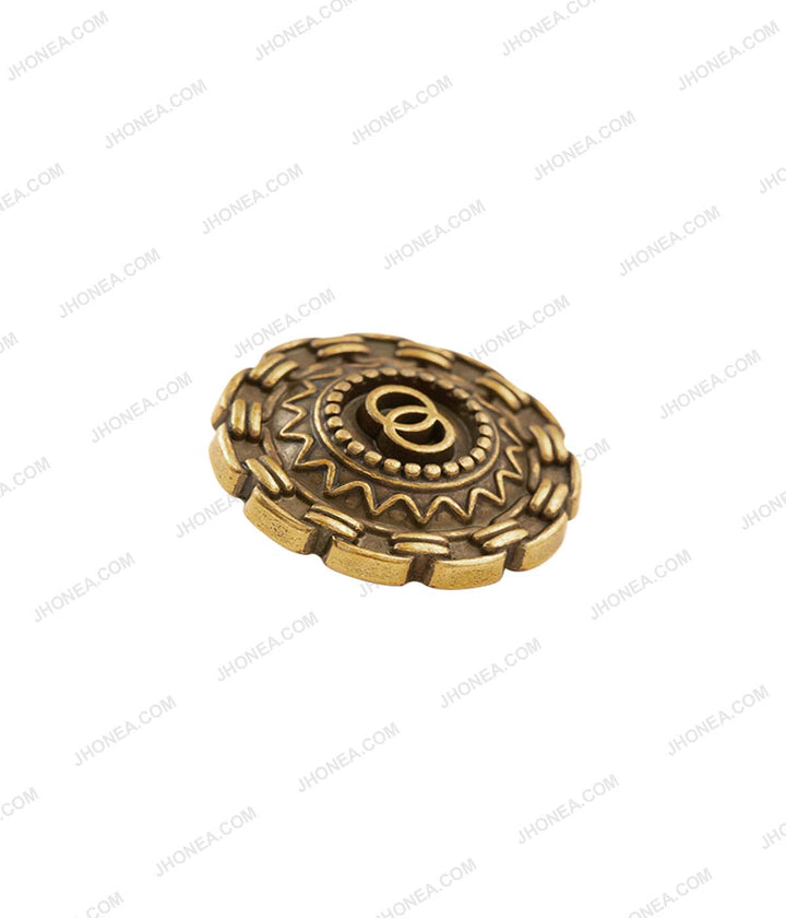 Royalty Aztec Detail Ancient Gold Shank Metal Buttons