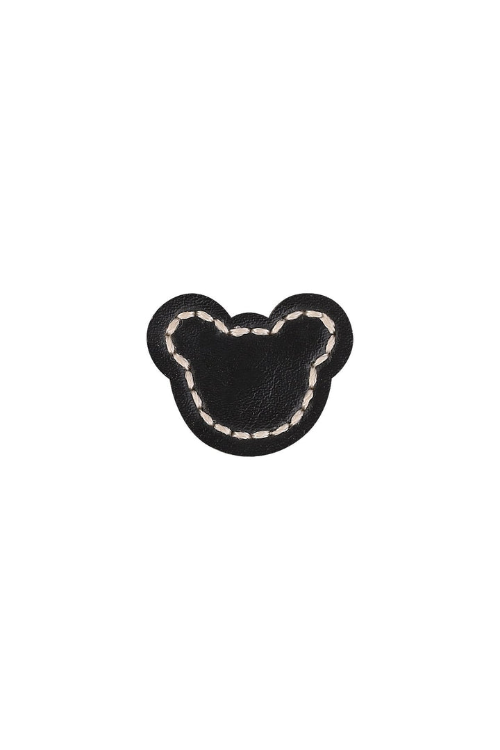 Black Mickey Face Stitched Leather Button with Downhole Loop