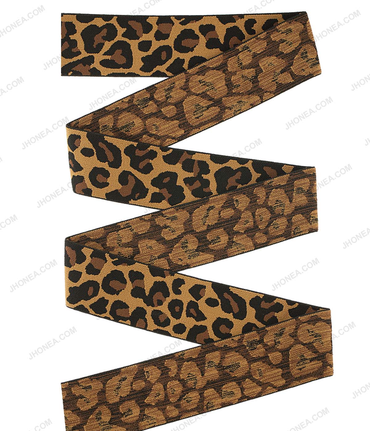 5cm (2inch) Black with Brown Leopard Print Soft Woven Elastic