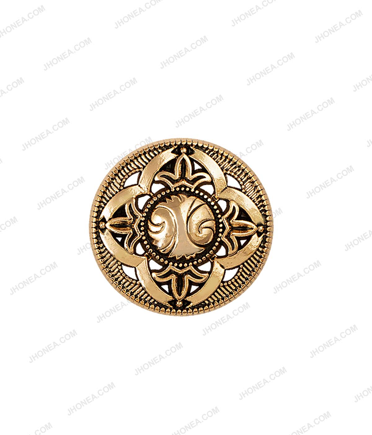 Filigree Design Shiny Light Gold Shank Metal Buttons
