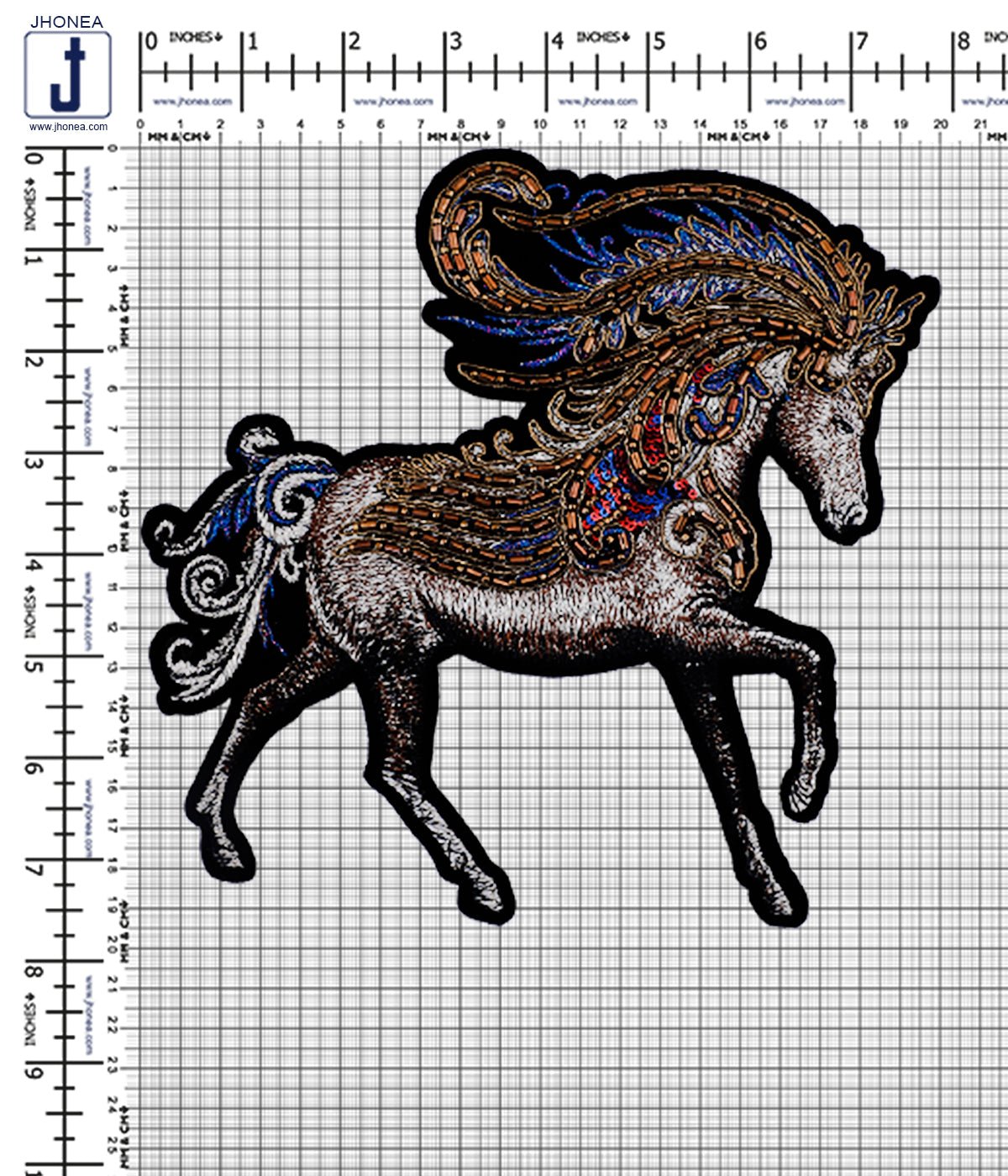 Aesthetic Well Crafted Beaded Embroidery Horse Patch