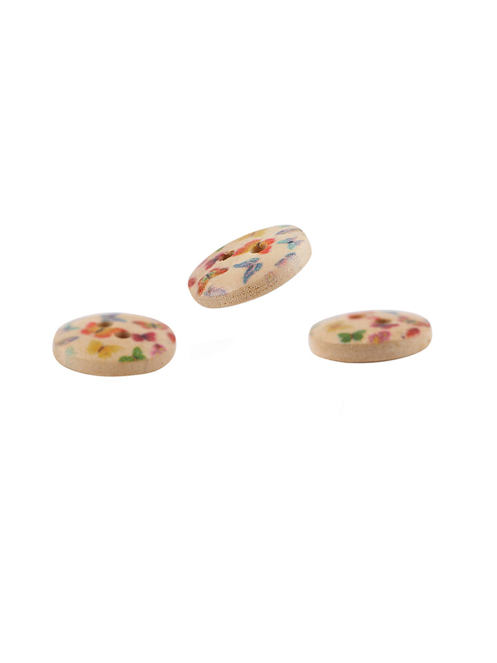 Butterfly Printed Wooden Buttons for Kids Clothing