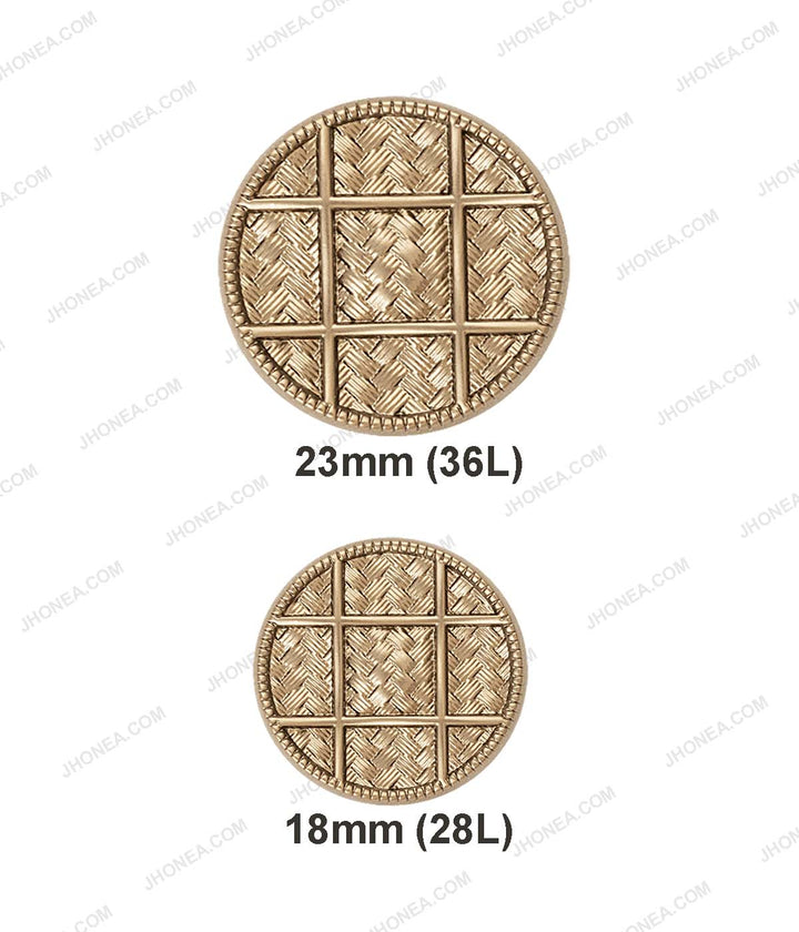 Light Anti-Brass Round Uneven Basket Weave Surface Metal Buttons