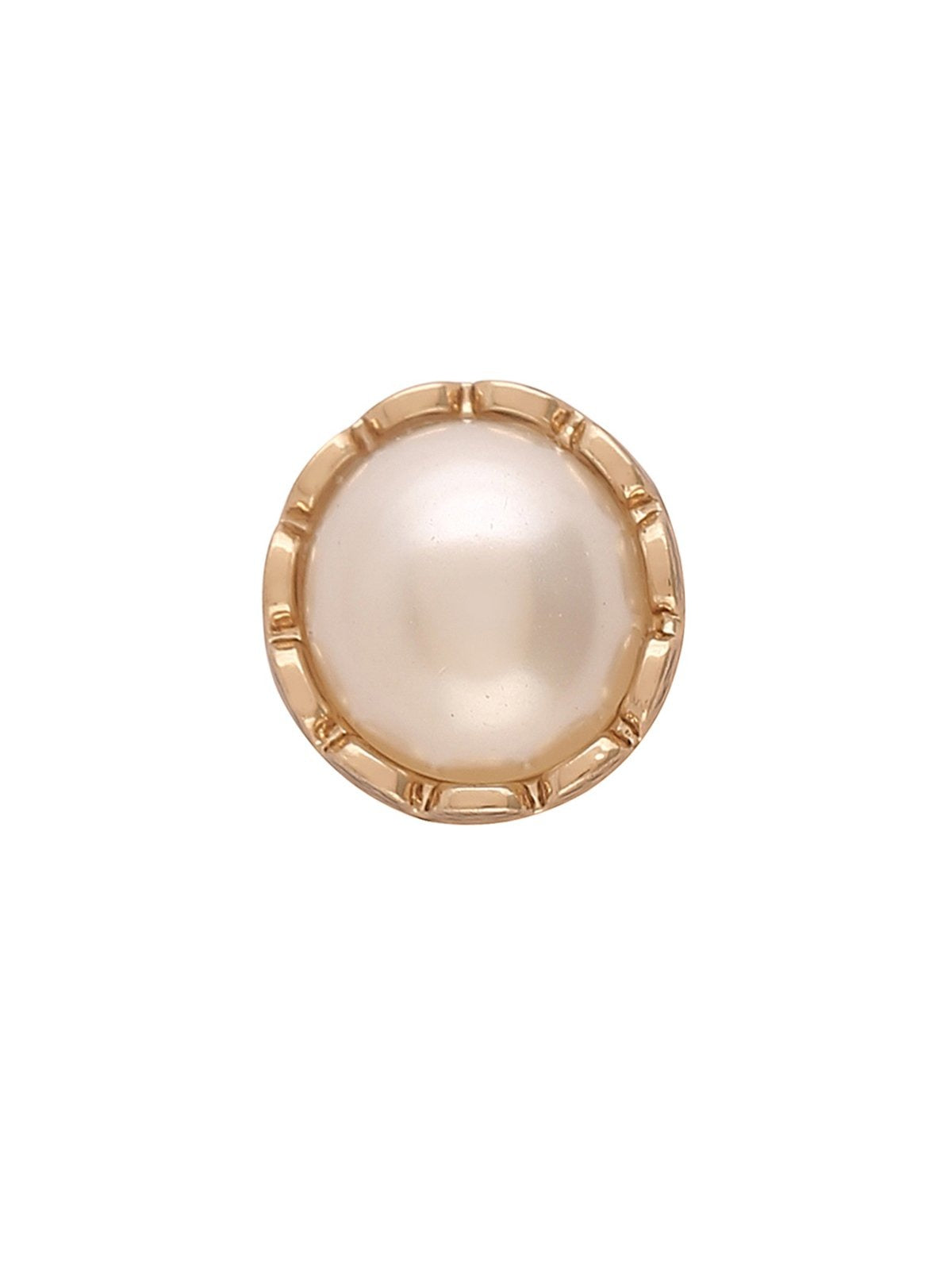 Shiny Round Shape with Scalloped Edges Pearl Button in Golden Color
