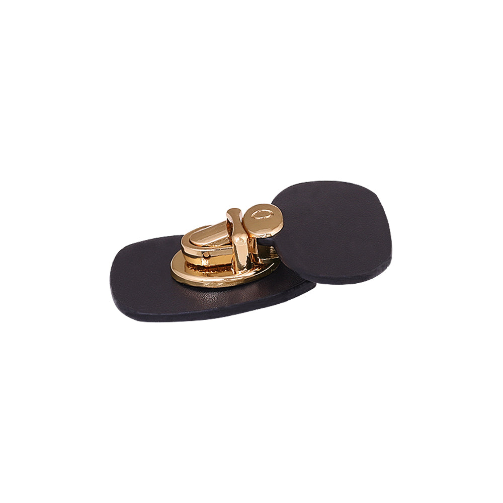 Shiny Gold Small Openable Clip with Black PU Leather Buckle