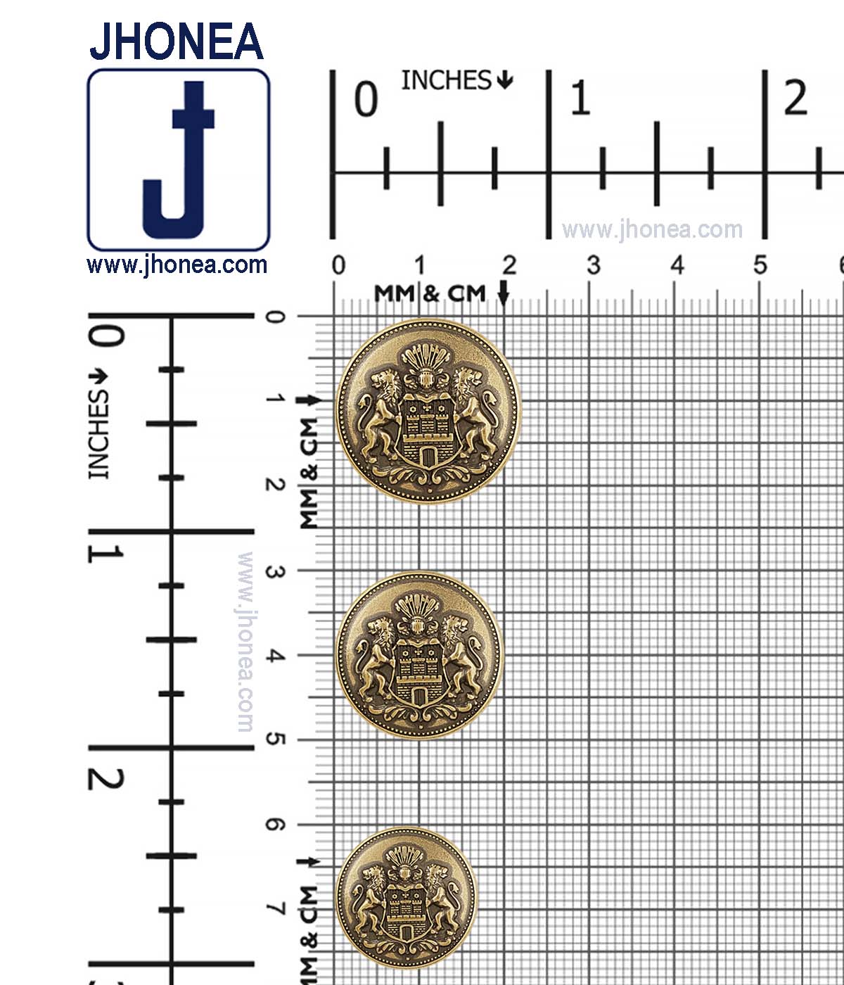 Lion Heraldic Coat of Arms Shield Crest Emblem Metal Buttons