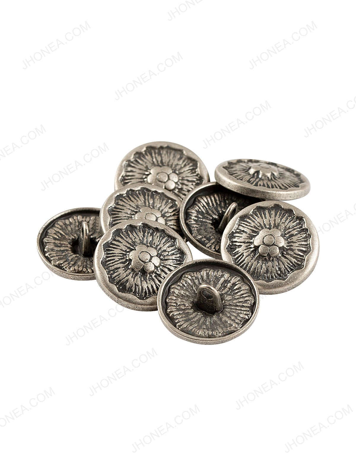 Floral Design Antique Silver Coat Button