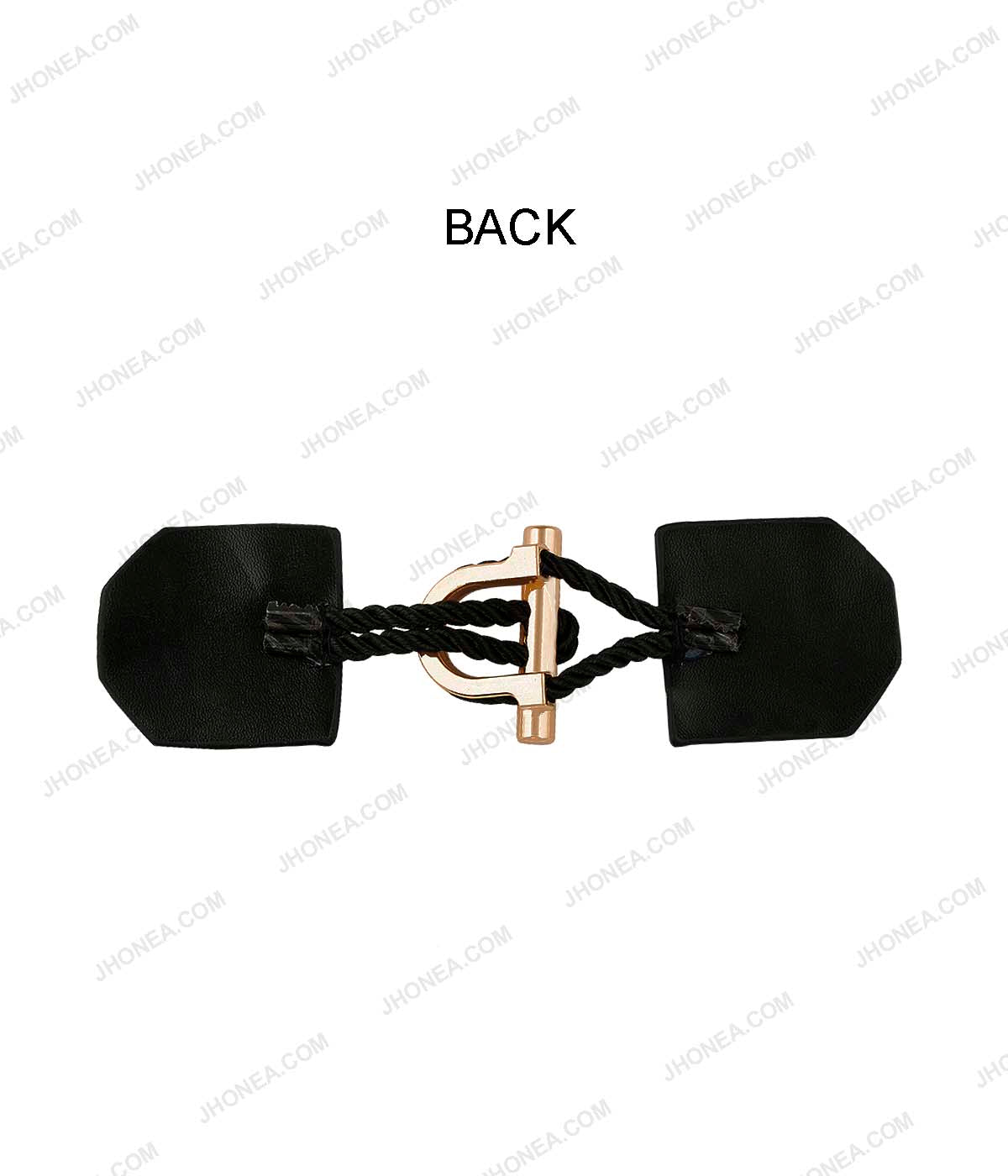 Coat Clasp Shiny Gold with Black PU Leather Toggles for Men/Women