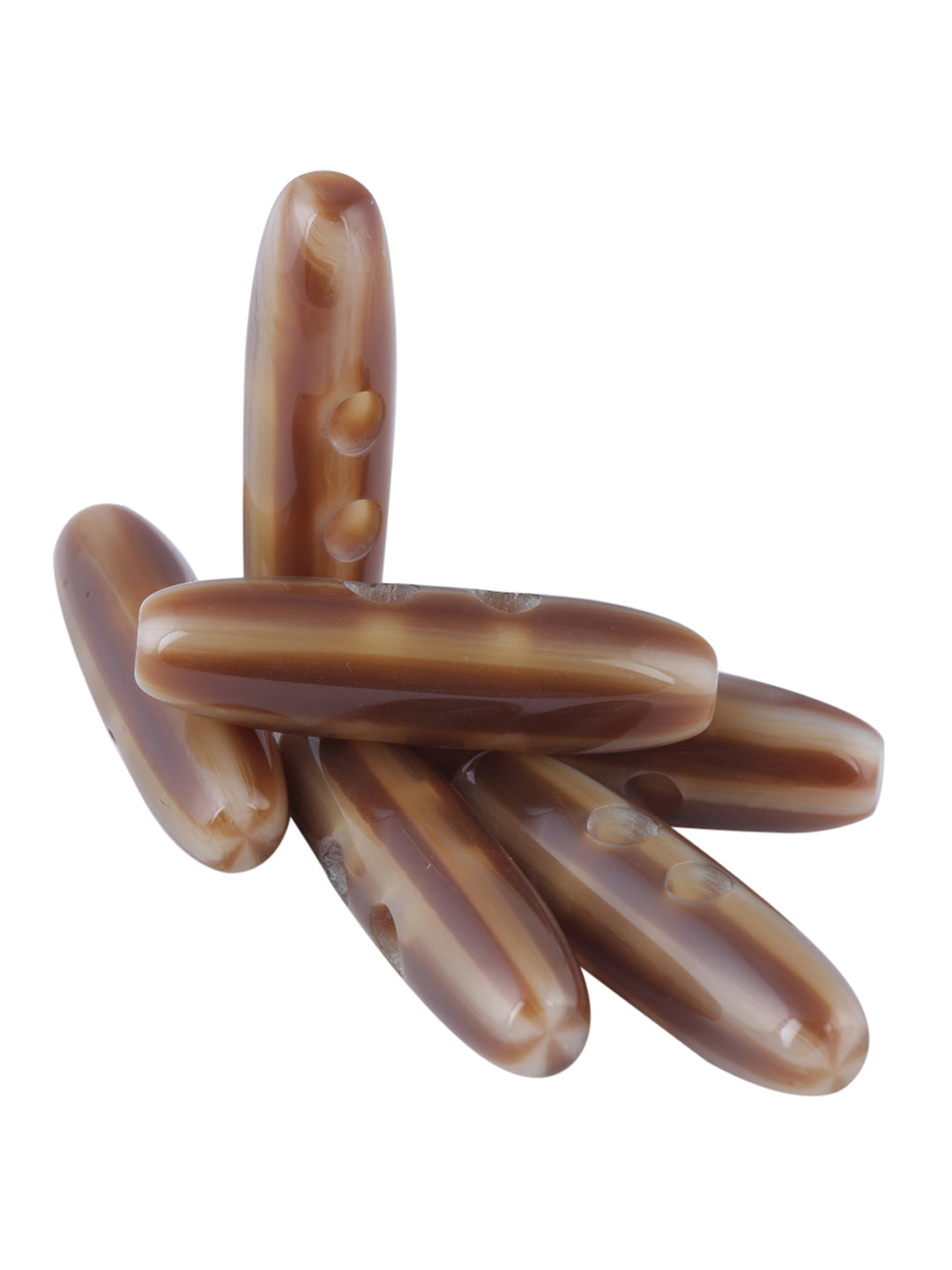 Imitation Horn 2-Hole Brown Shaded Oval Shape Toggle Button
