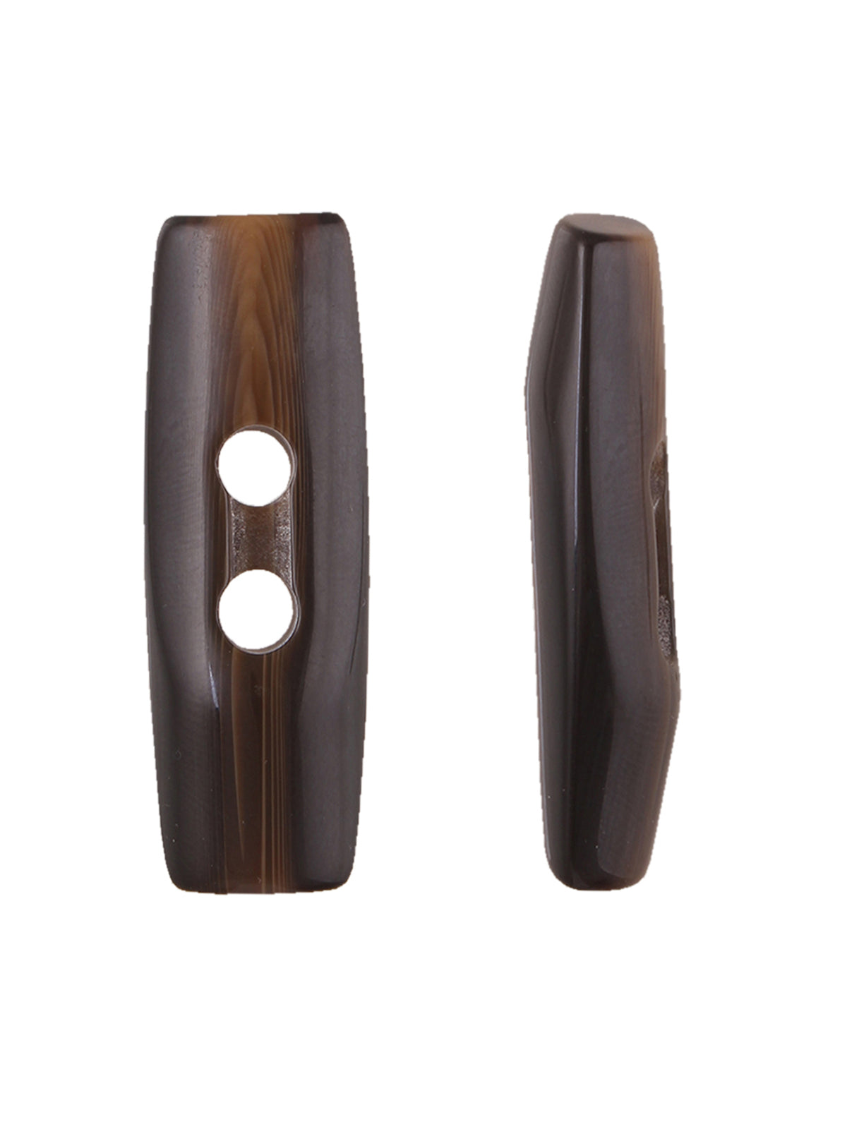 Imitation Horn 2-Hole Dark Brown Shaded Toggle Button