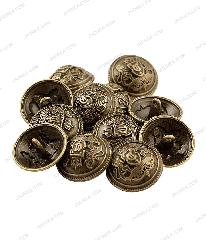 Coat of Arms Heraldic Design Antique Brass Dome Buttons for Men's