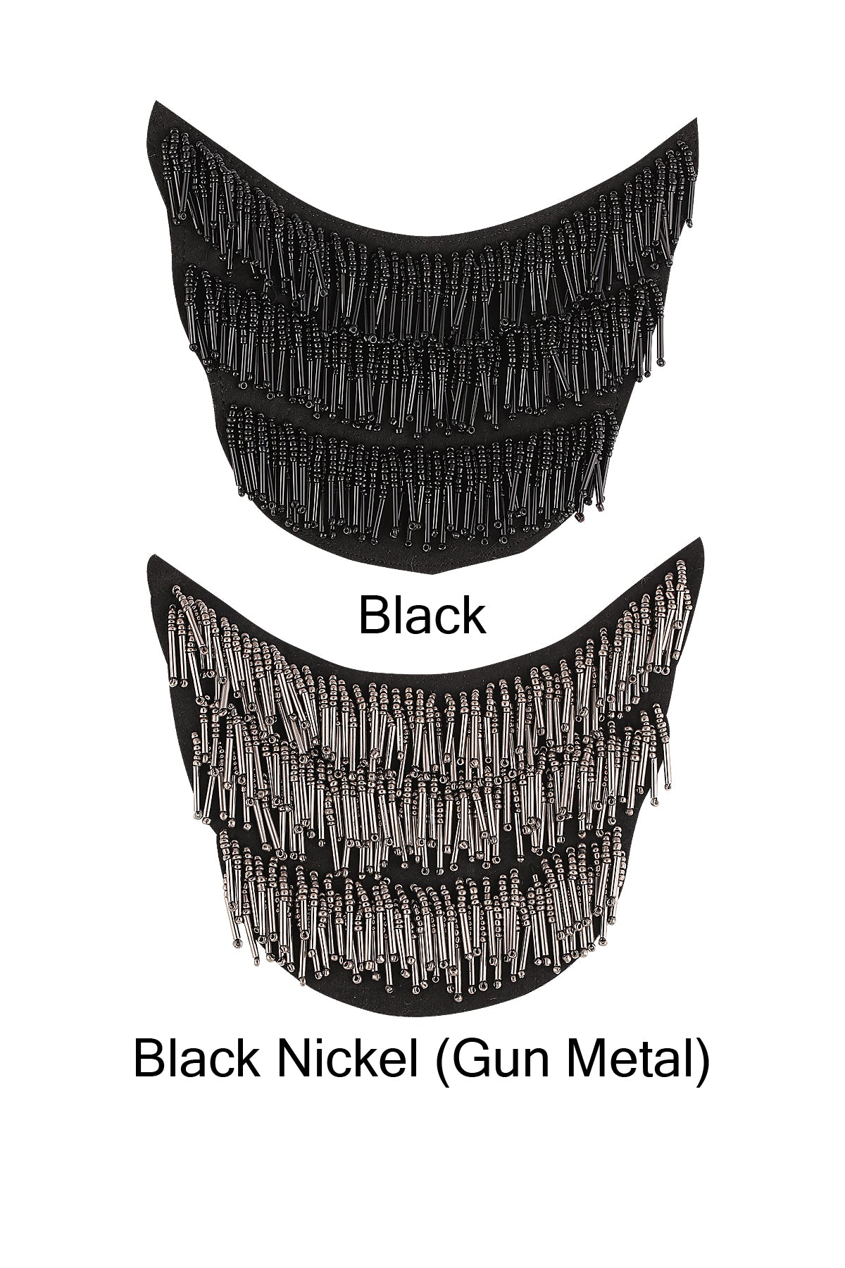 Straight Beaded Fringe Bulge & Seed Bead Fringe Beaded Neck in Black/Black Nickel (Gunmetal) Color