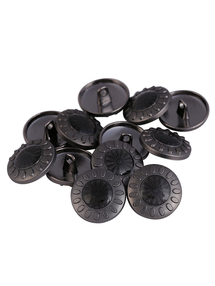 Western Style Round Shape Gunmetal with Black Tone Metal Button