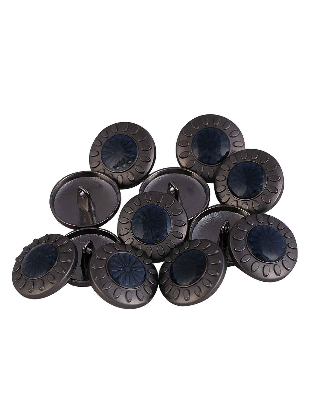 Western Style Round Shape Gunmetal with Navy Blue Tone Metal Button