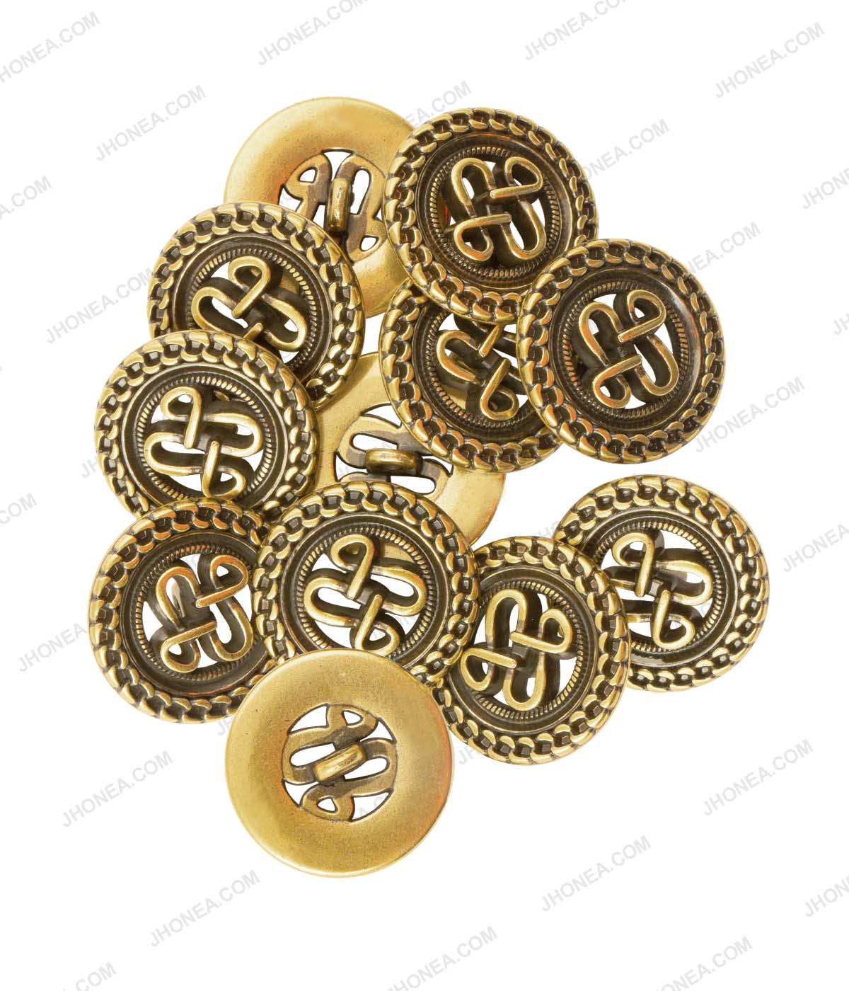 Antique Gold Celtic Design Chain Rim Border Metal Buttons