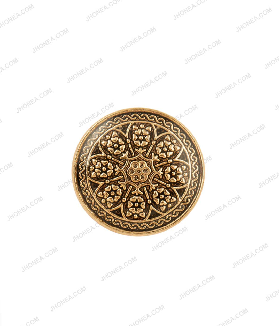 Antique Gold Floral Motif Design Lamination Metal Buttons