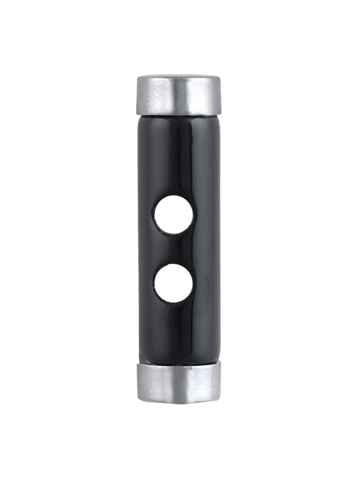 2-Hole Black Cylindrical Shape Toggle Button with Silver Caps