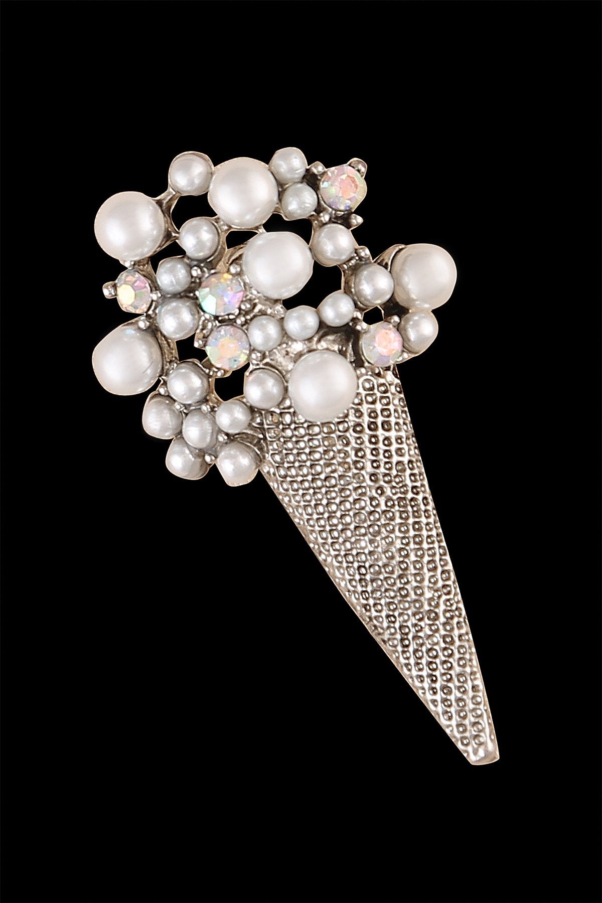 Antique Silver Pearl & Diamond Bouquet Beautiful Brooch Pin