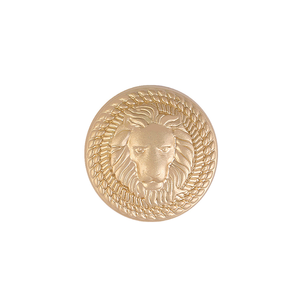 Embossed Lion Face Matte Gold Round Shape Shank Metal Button