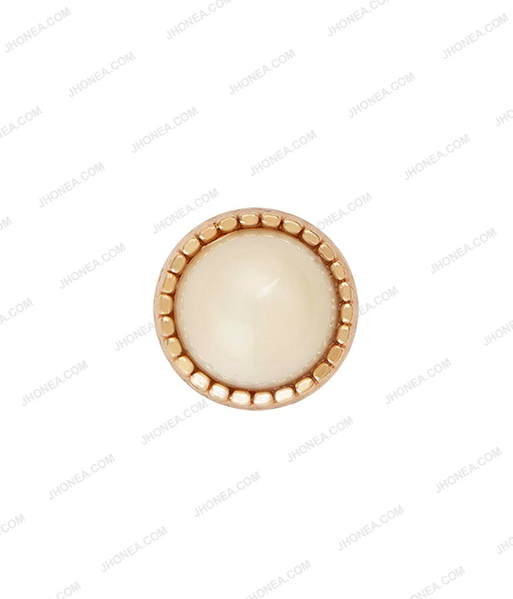 Shiny Gold with White Color Glossy Dome Pearl Buttons for Ladies