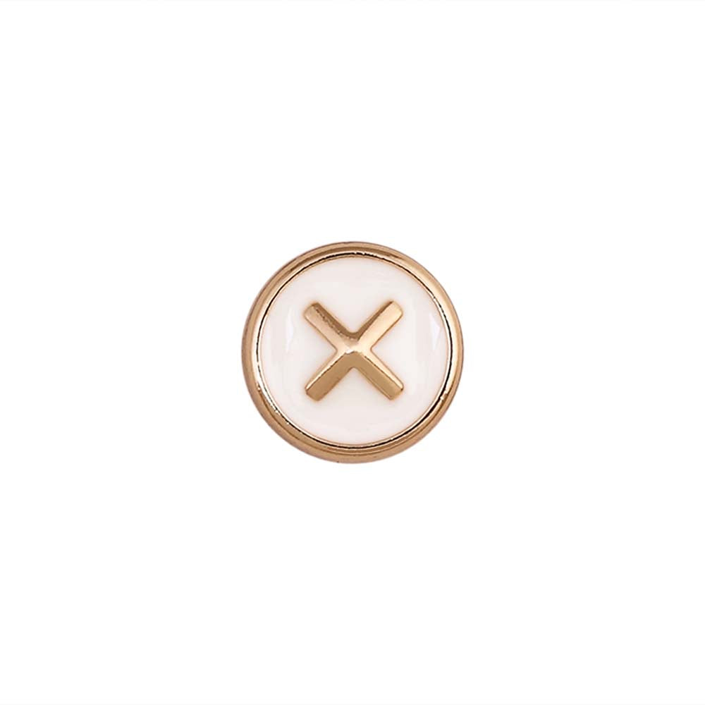 Shiny Cross Stitch Shiny Gold with White Enamel 10mm Loop Shirt/Kurta Buttons