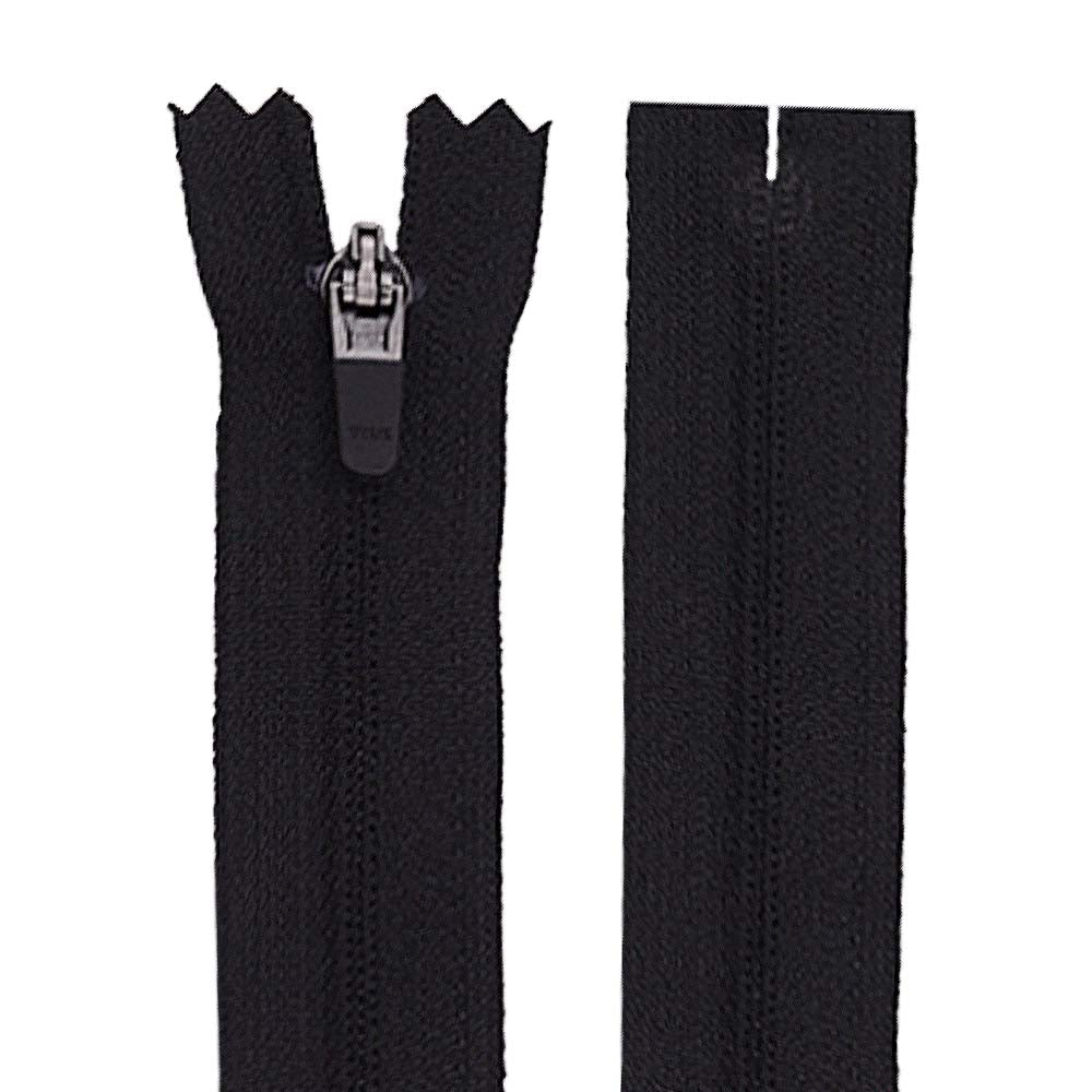 YKK- #3 Black/White Reverse Coil Closed-End YKK Zipper