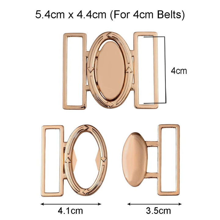 Shiny Gold Color Oval Frame Style Clasp 2 Part Designer Belt Buckle