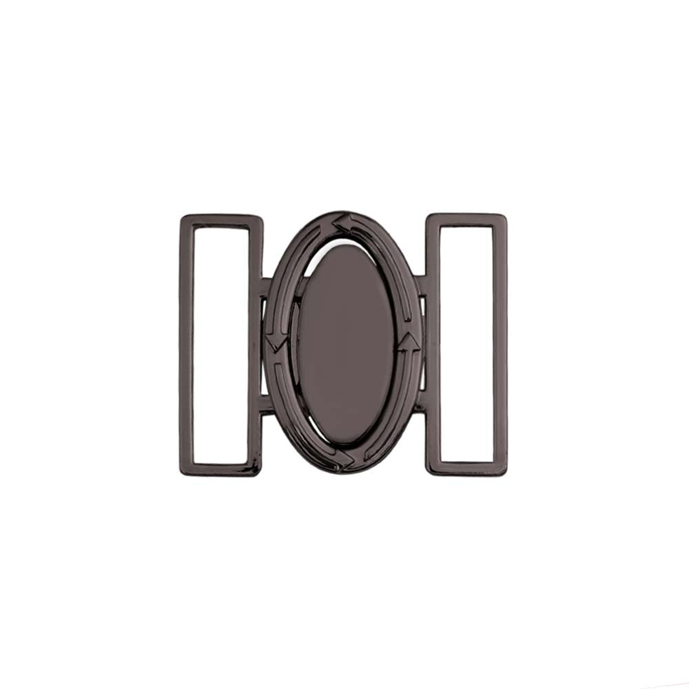 Shiny Black Nickel (Gunmetal) Color Oval Frame Style Clasp 2 Part Designer Belt Buckle