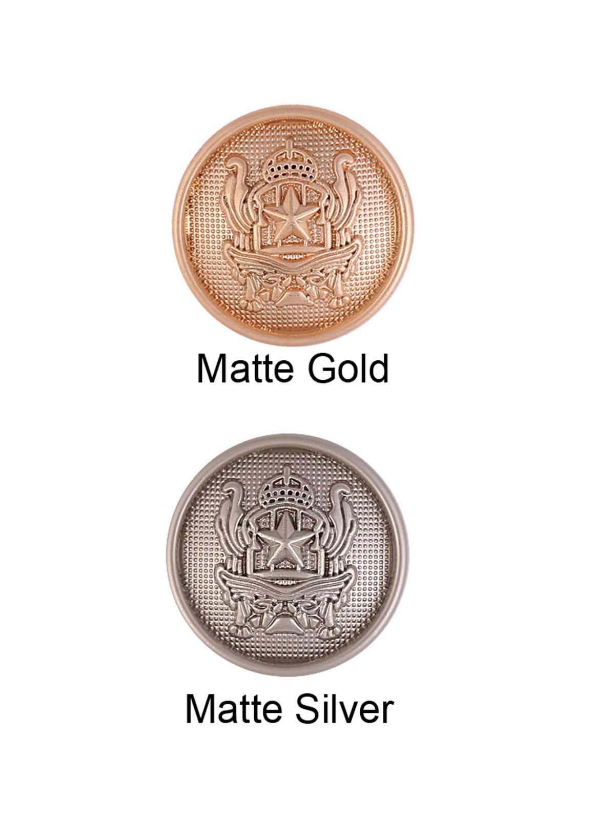 Western Style Round Shape Matte Gold & Matte Silver Finish Shank Metal Button