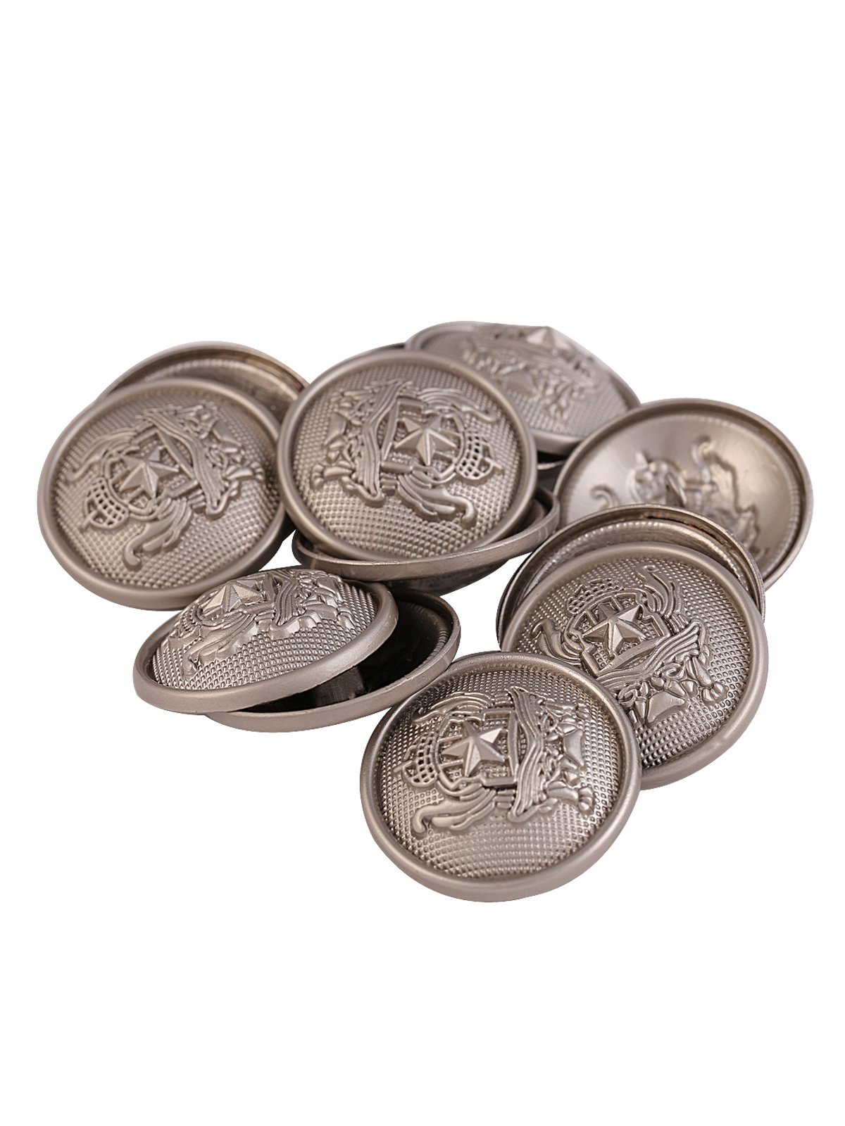 Western Style Round Shape Matte Silver Finish Shank Metal Button