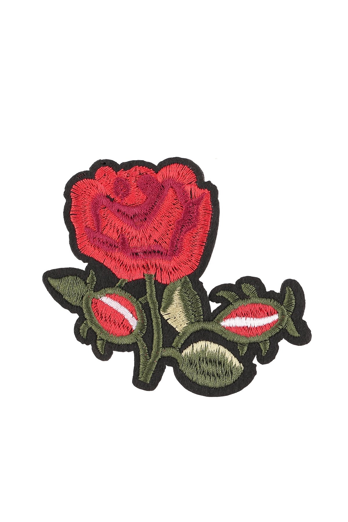 Cute Small Red Rose Flower Embroidered Patch