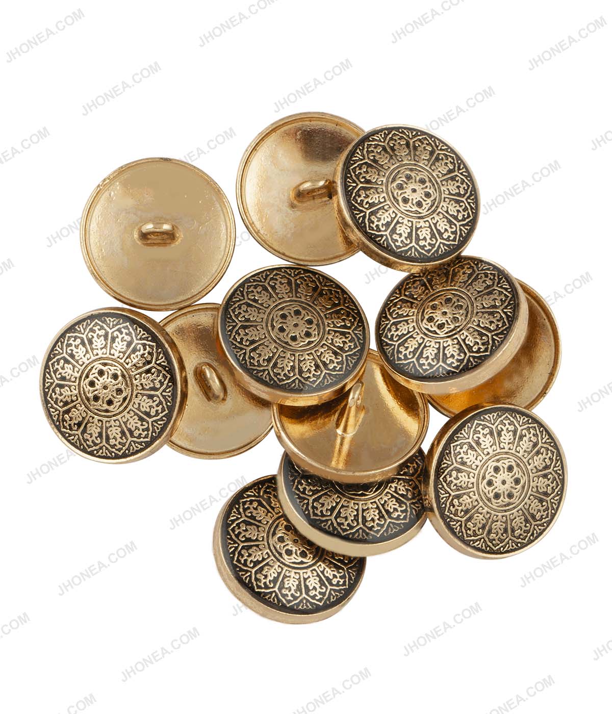 Shiny Antique Gold Intricate Design Lamination Metal Buttons