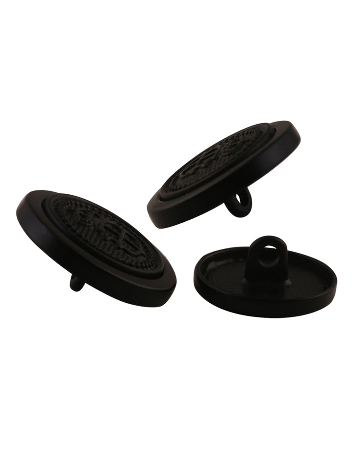 Round Shape with Engraved Design Downhole Black Color Metal Button