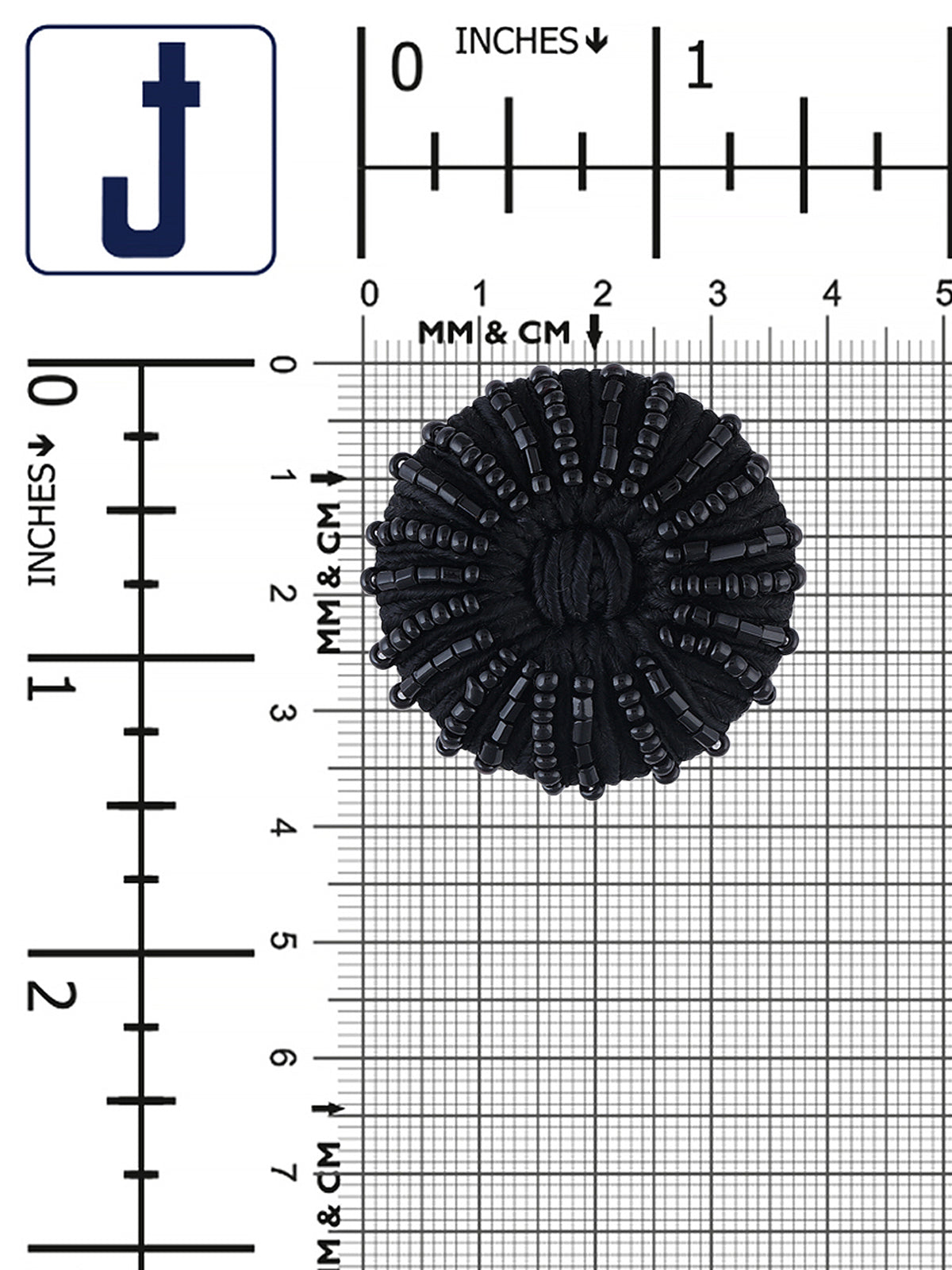 Handmade Big Black Cord Beaded Button