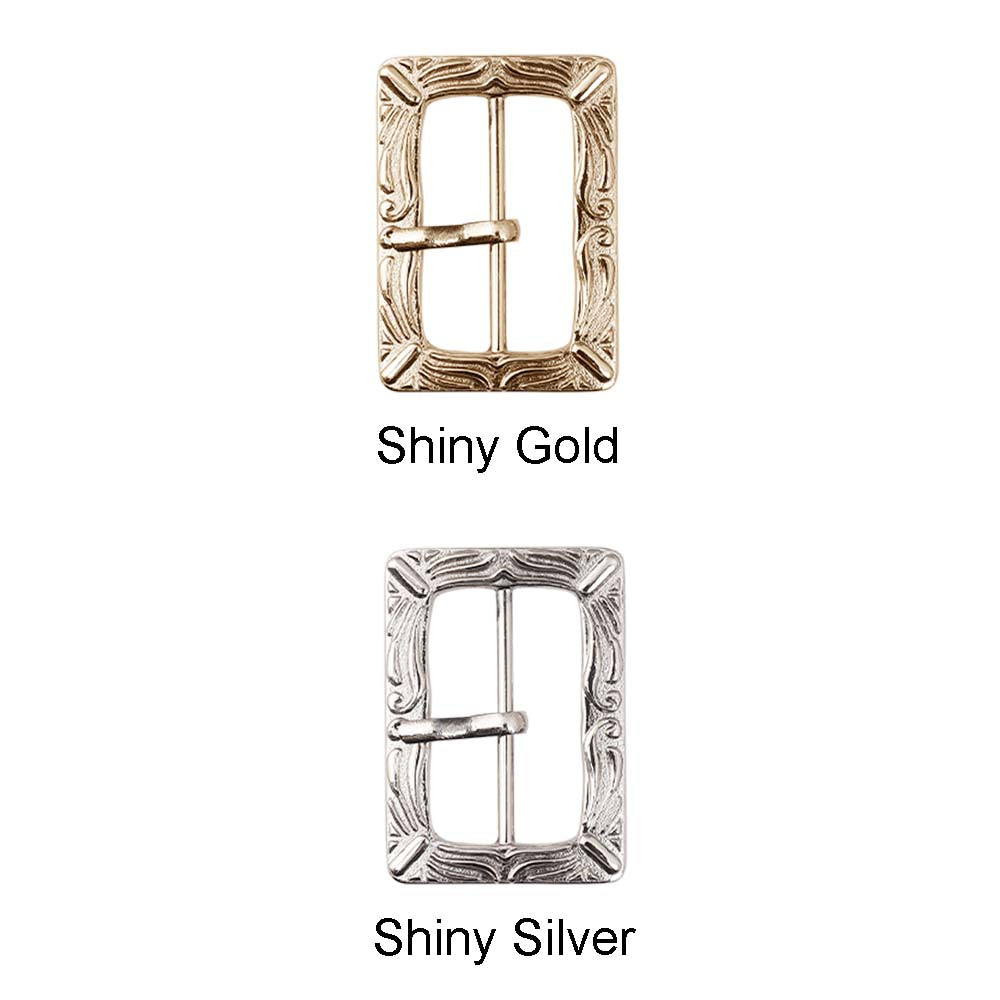 Shiny Gold/Silver Color Vintage Style Engraved Frame Tongue/Prong Belt Buckle