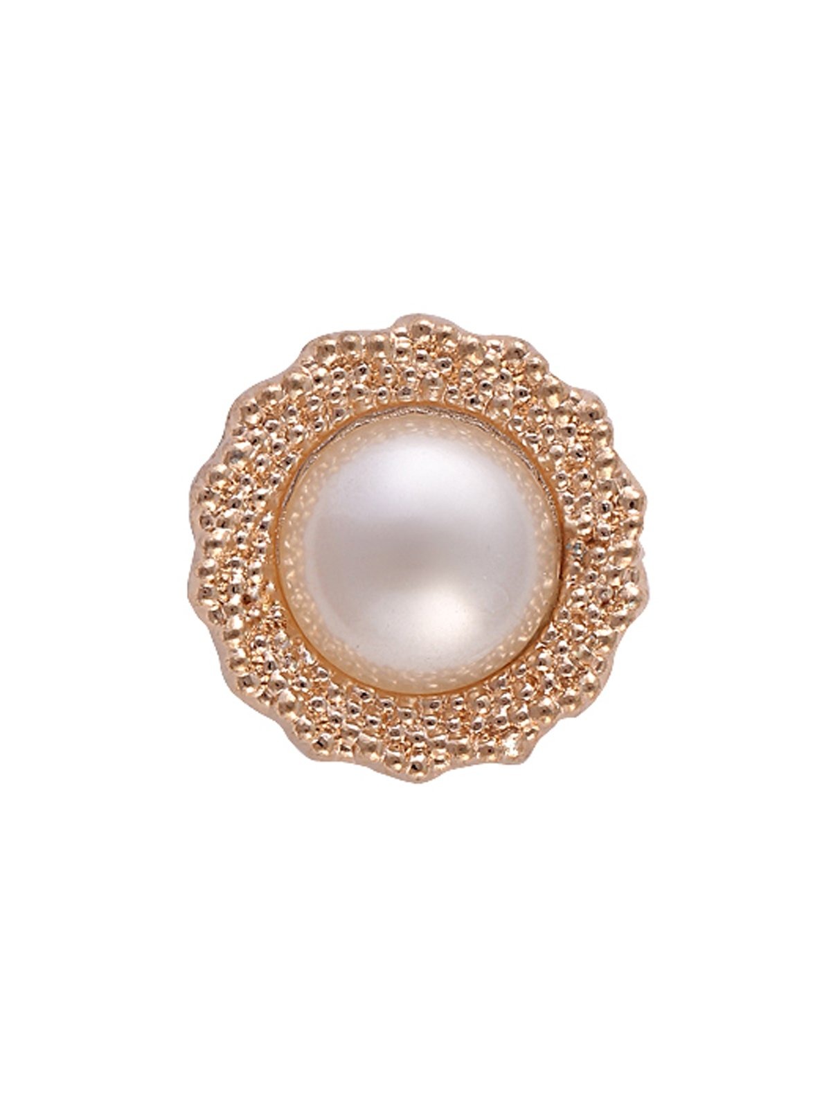Decorative Golden Tone Round Shape Pearl Metal Button