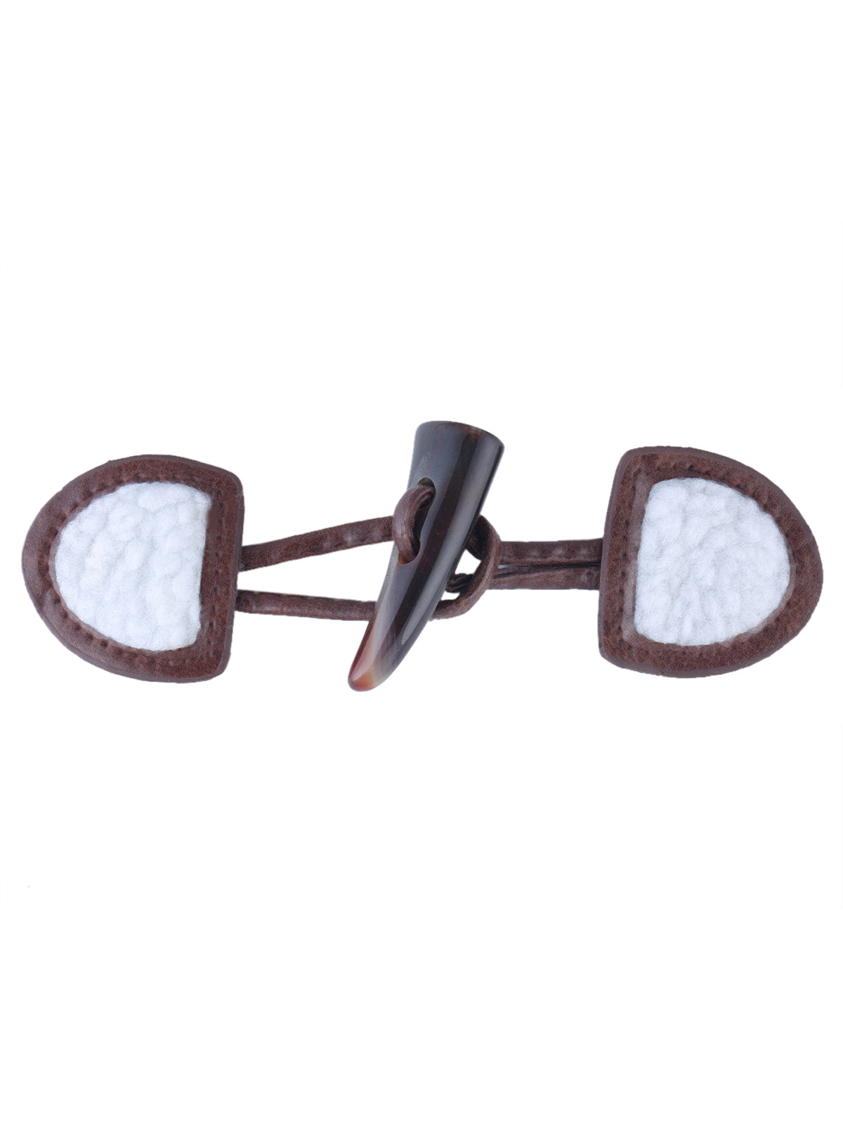 Brown with White PU Leather Horn Closure Toggle