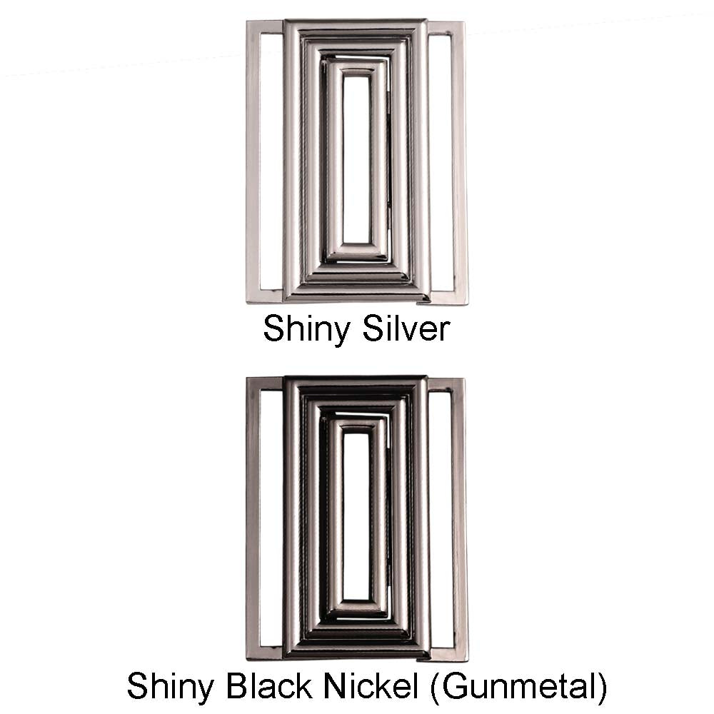 Shiny Geometric Rectangle Frame Clasp 2 Part Designer Belt Buckle