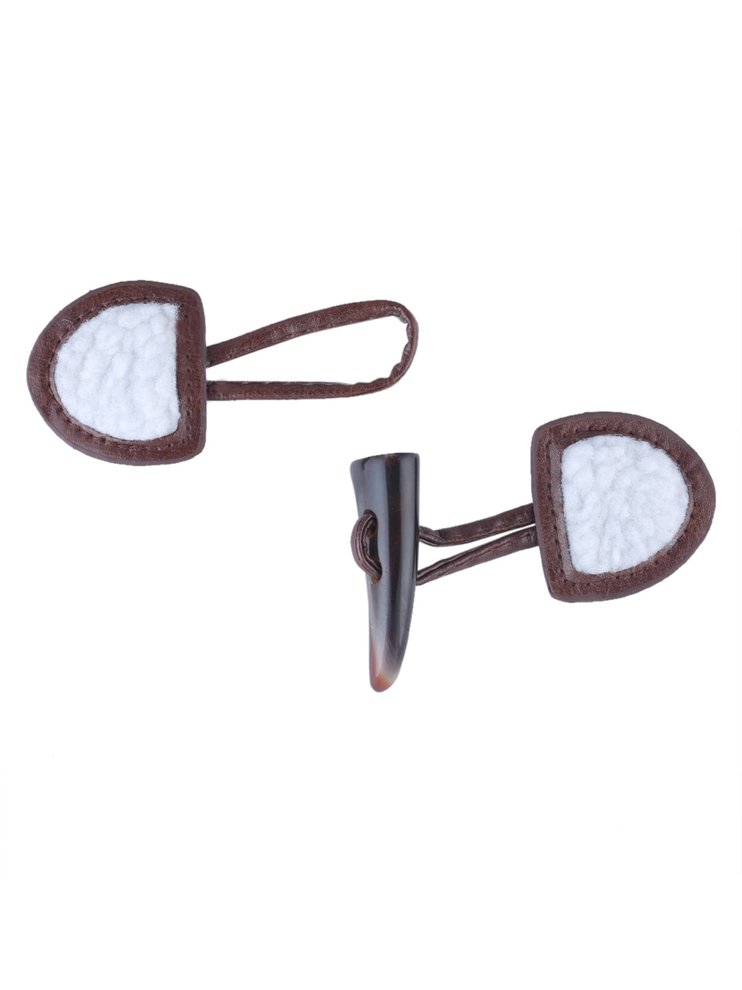 Brown with White PU Leather Horn Closure Toggle