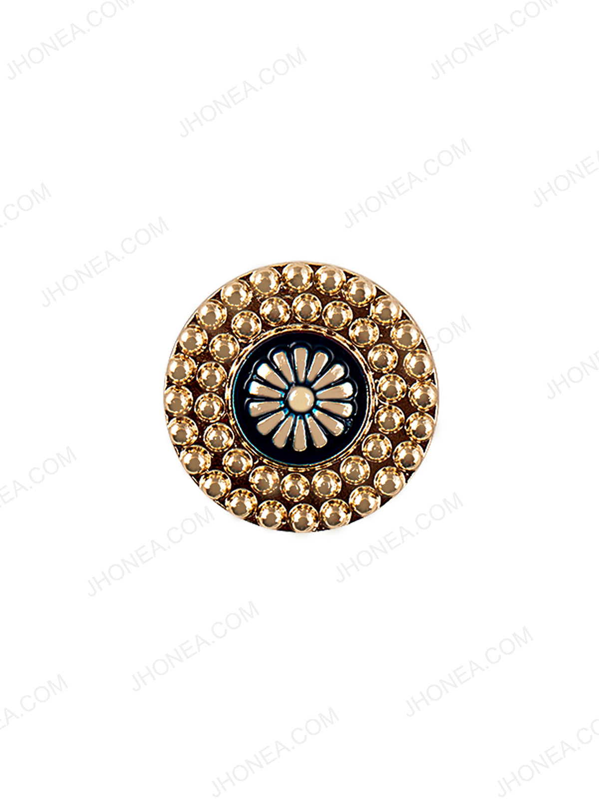 Shiny Golden with Navy Blue Color Dotted Border Design Ethnic Button