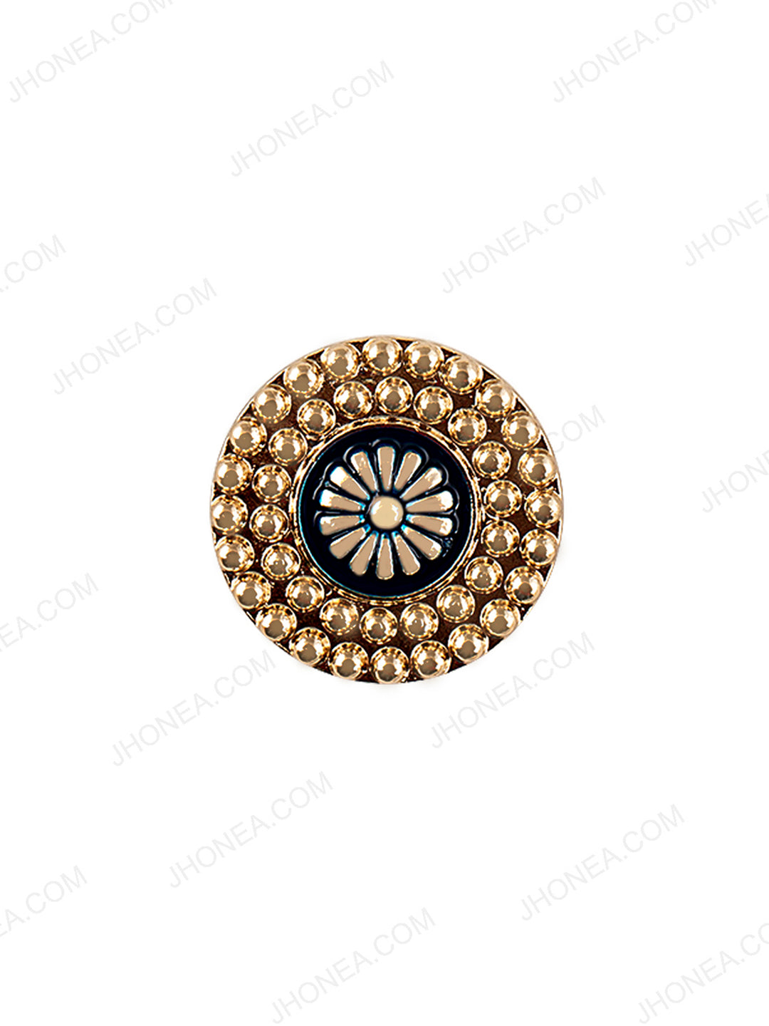 Shiny Golden with Navy Blue Color Dotted Border Design Ethnic Button